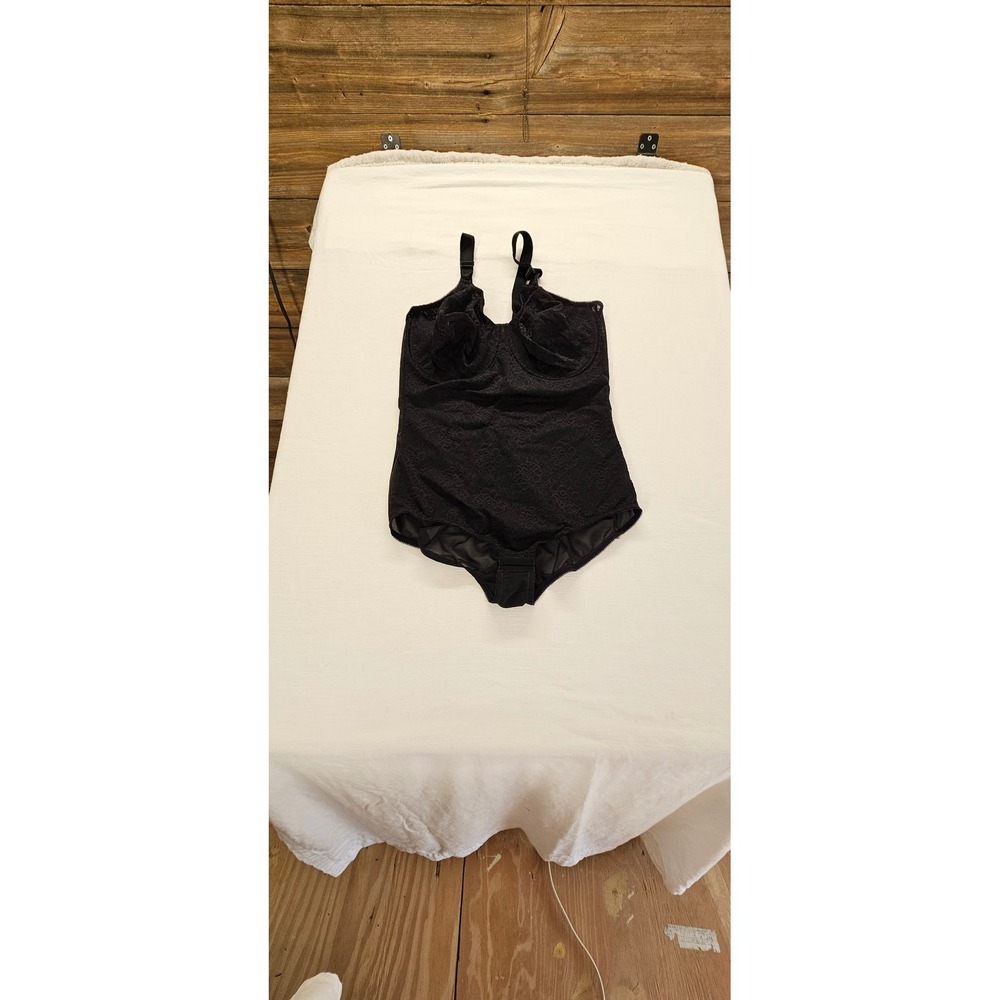 Cabernet Womens Black Lace Firm Control Bodysuit Shaper 42DD Y92BN314